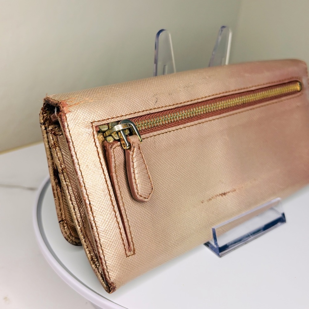 Prada Blush Pink Metallic‎ Style Women's Long Wallet - Fair Condition - Picture 6 of 13